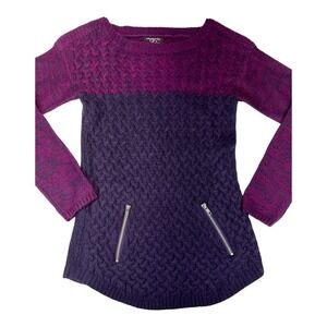 Hooked Up‎ by I.O.T Women's XS Purple Knit Tunic Sweater Dress Long Sleeve